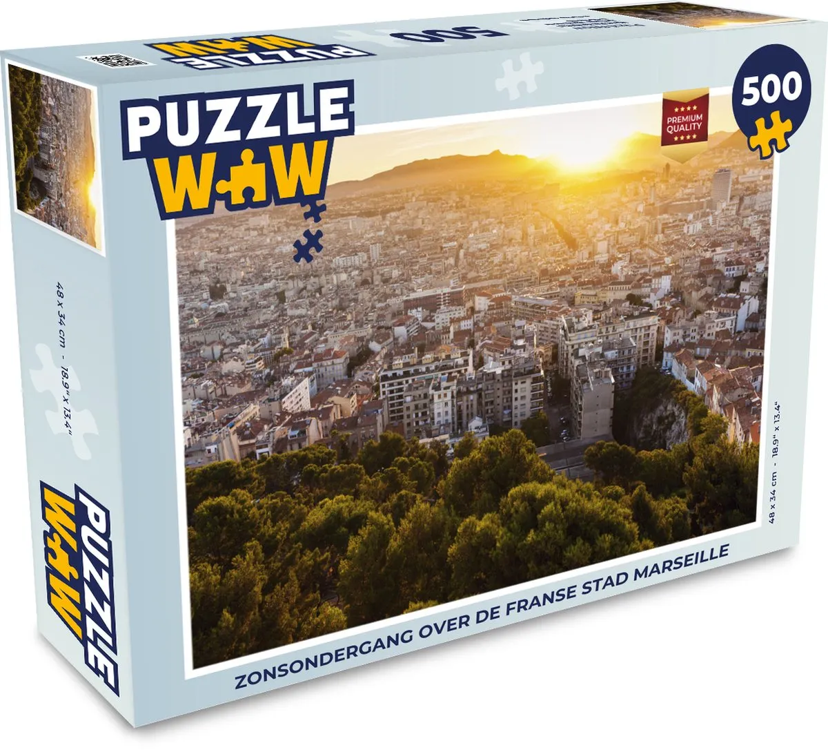PuzzleWow Frankrijk Marseille Zonsondergang Legpuzzel 500 Stuks - Multicolor