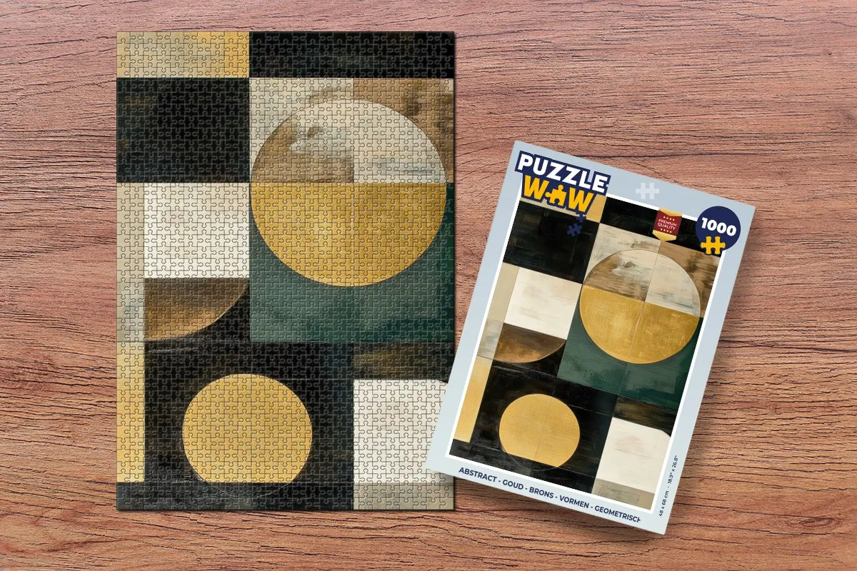PuzzleWow Abstract Legpuzzel 1000 Stuks - Goud/Zwart