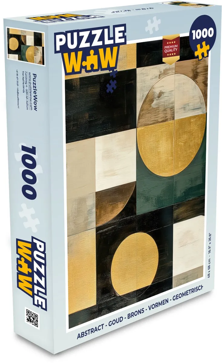 PuzzleWow Abstract Legpuzzel 1000 Stuks - Goud/Zwart