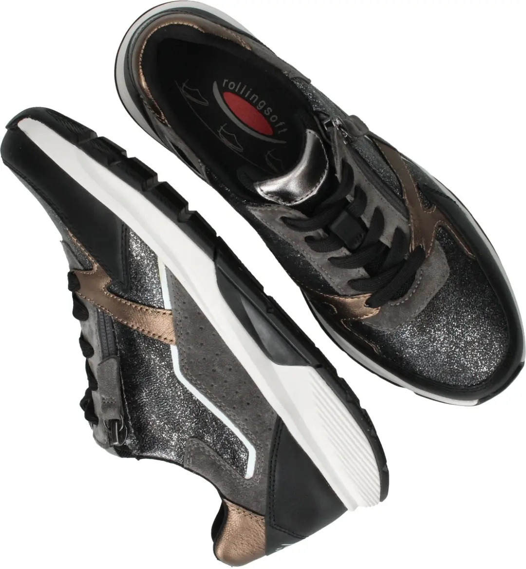 Gabor Dames Rollingsoft Sneakers 40.5 - Zwart - afbeelding 4 van 6
