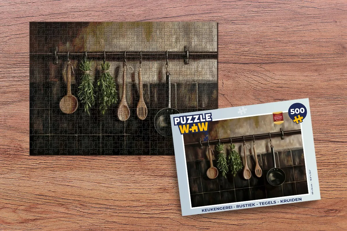 PuzzleWow Rustiek Tegels Kruiden Legpuzzel 500 Stuks - Stilleven