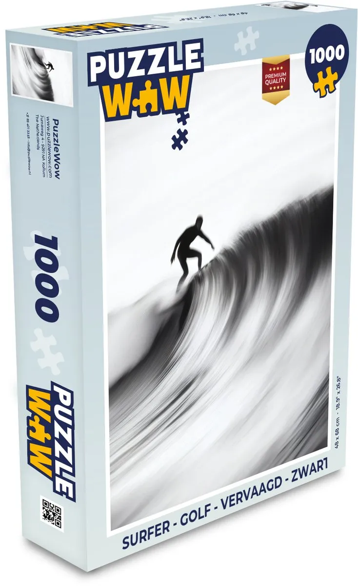 PuzzleWow Surfer Golf Legpuzzel 1000 Stuks - Zwart