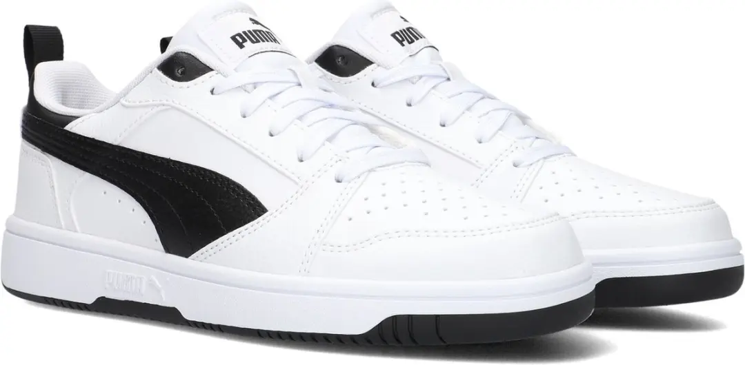 PUMA Rebound V6 Lo Jr Unisex Sneakers - Wit/Zwart - afbeelding 4 van 6