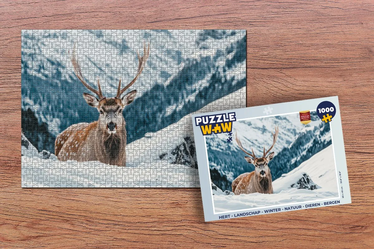 PuzzleWow Hert Landschap Legpuzzel 1000 Stuks - Hert/Bergen