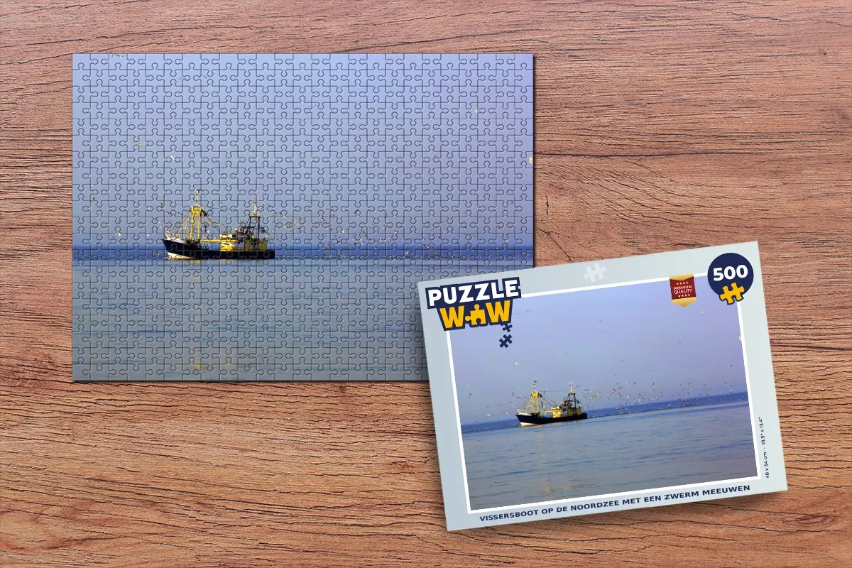 PuzzleWow Noordzee Vissersboot Vogel Legpuzzel 500 Stuks - Multicolor