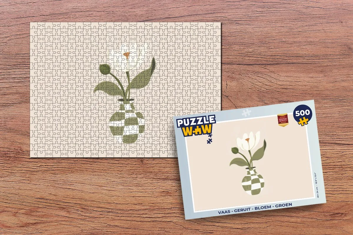 PuzzleWow Vaas Bloem Puzzel 500 Stuks - Groen