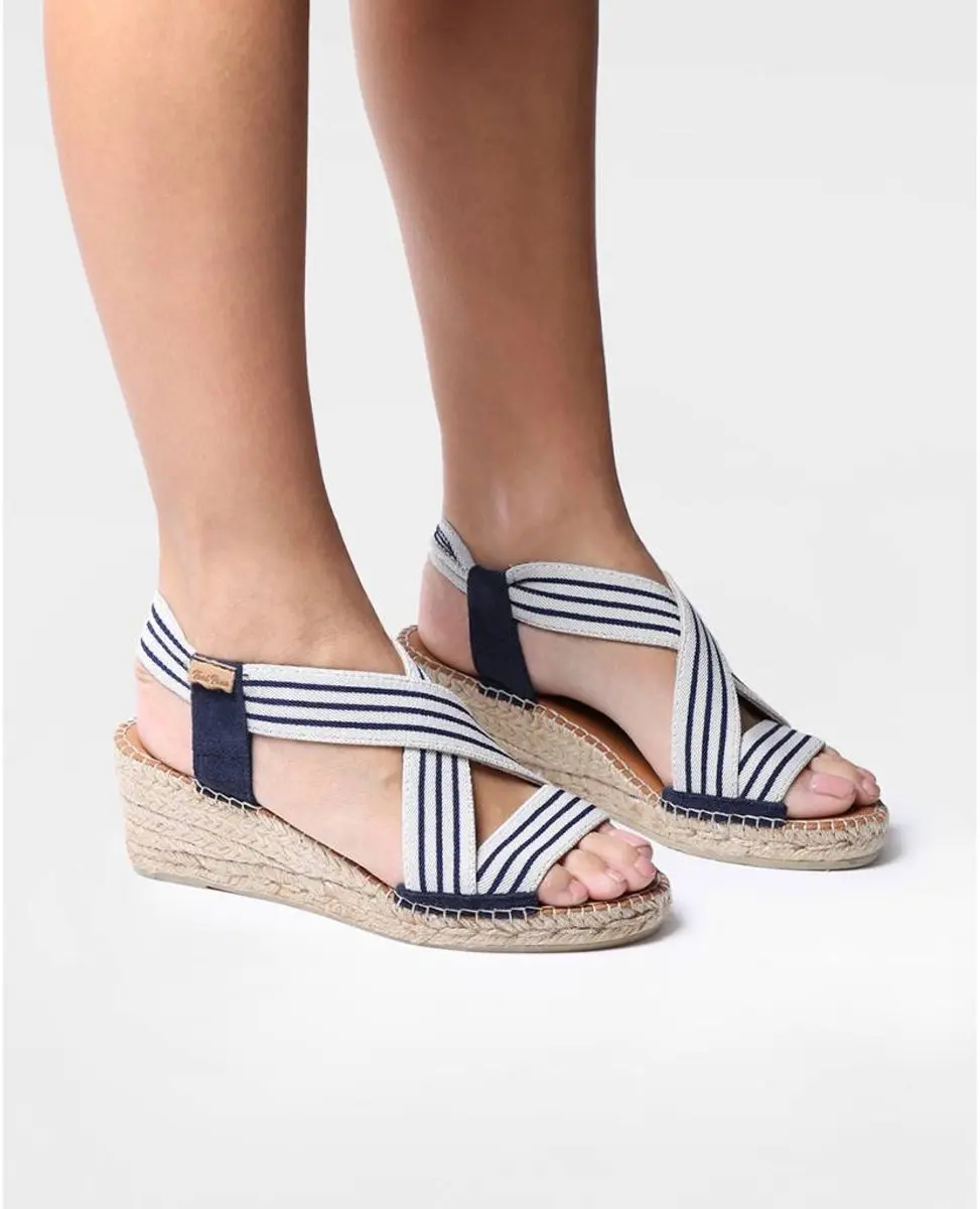 Dames espadrille met sleehak en elastische banden