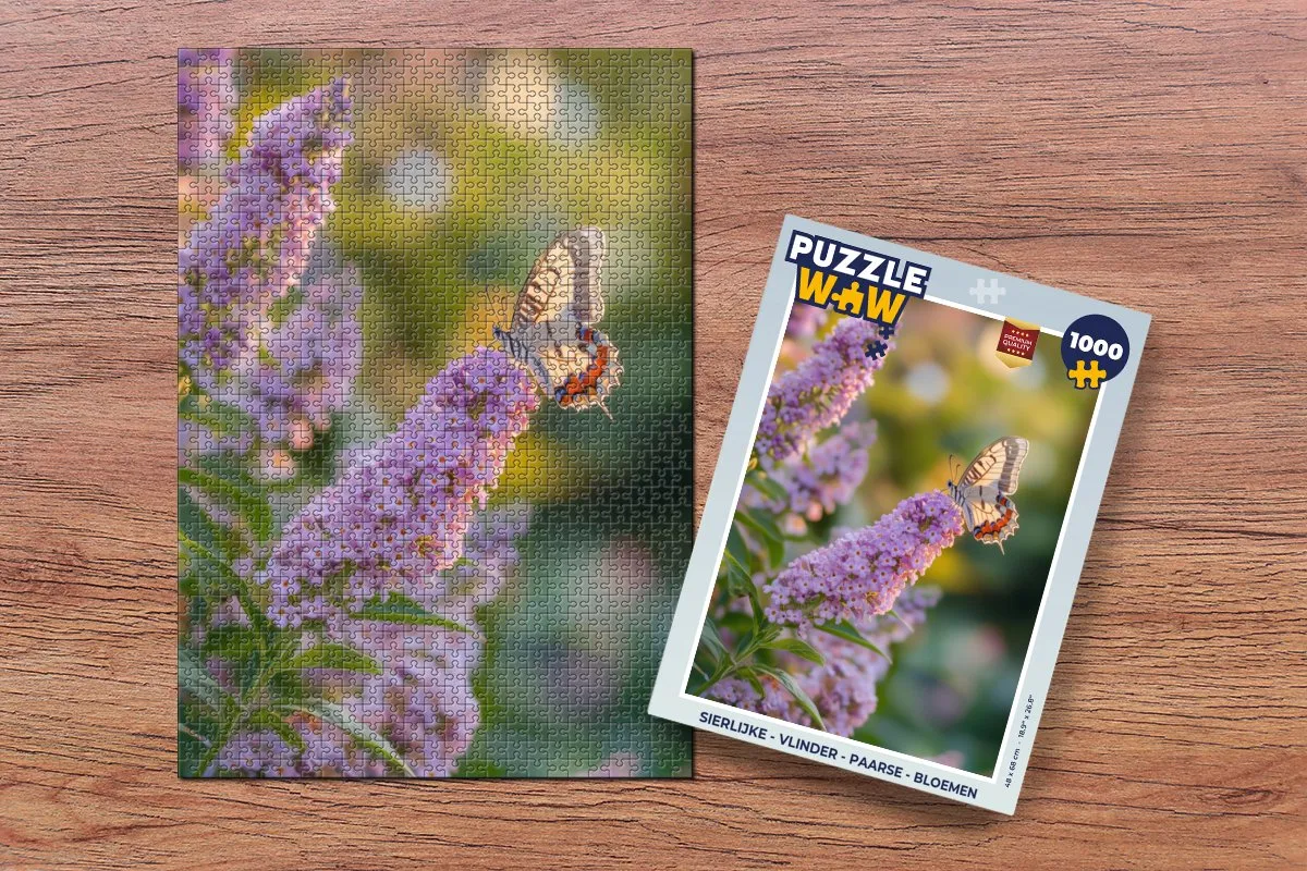 PuzzleWow Vlinder Bloemen Legpuzzel 1000 Stuks - Paars