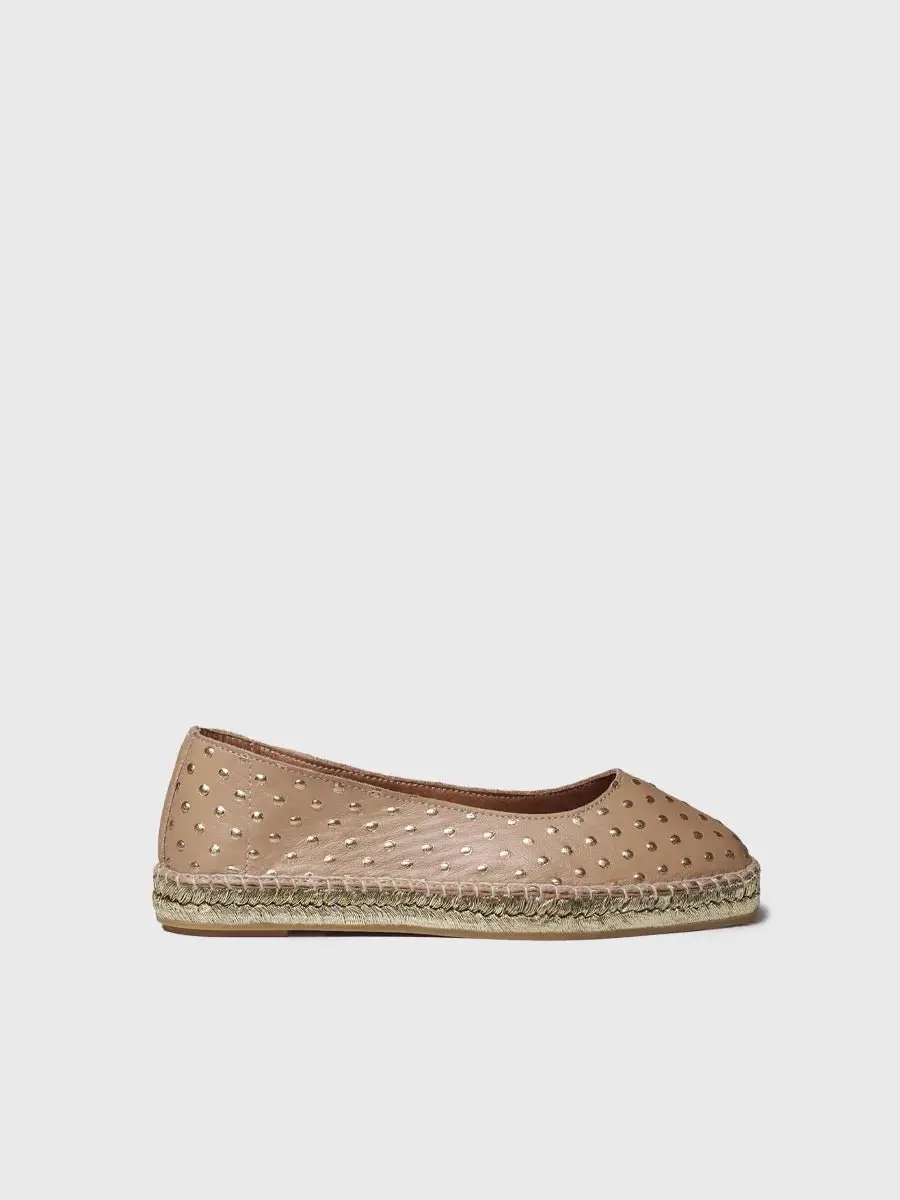 Dames leren espadrille in ballerina-stijl met metallic stippen