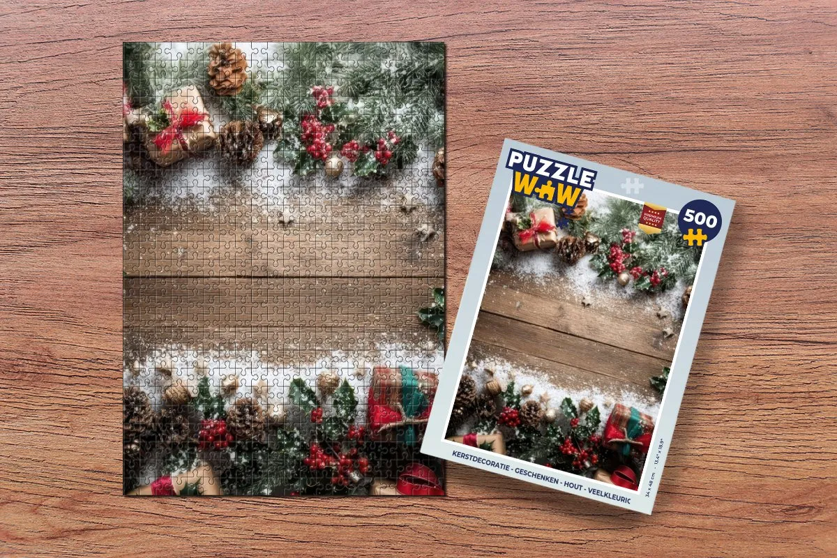 PuzzleWow Kerstpuzzel 1000 Stuks - Houten Veelkleurig