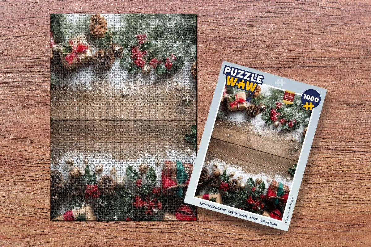 PuzzleWow Kerstpuzzel 1000 Stuks - Houten Veelkleurig