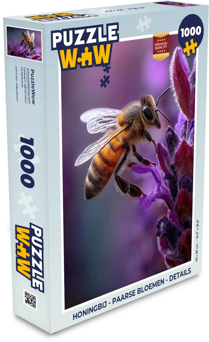 PuzzleWow Honingbij Paarse Bloemen Legpuzzel 1000 Stuks - MPN 8721414217731