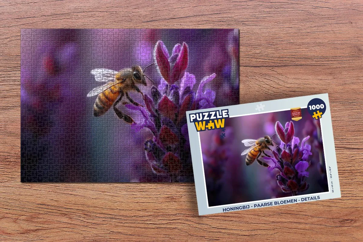 PuzzleWow Honingbij Paarse Bloemen Legpuzzel 1000 Stuks - MPN 8721414217731