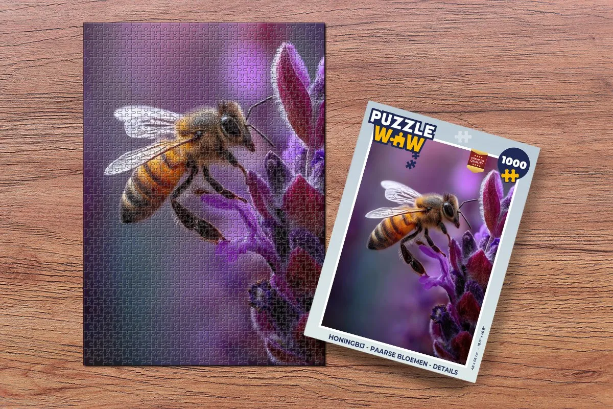 PuzzleWow Honingbij Paarse Bloemen Legpuzzel 1000 Stuks - MPN 8721414217731