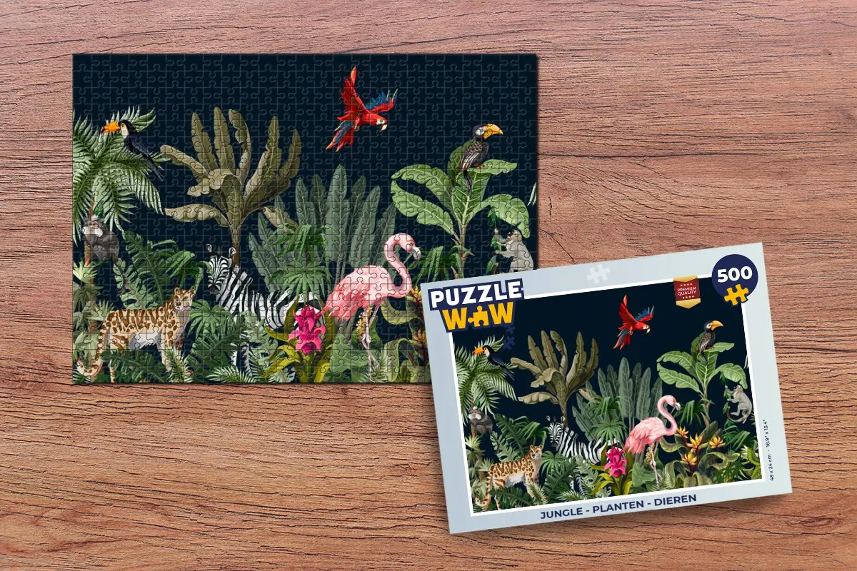 PuzzleWow Jungle Dieren & Planten Legpuzzel 500 Stuks - Multicolor