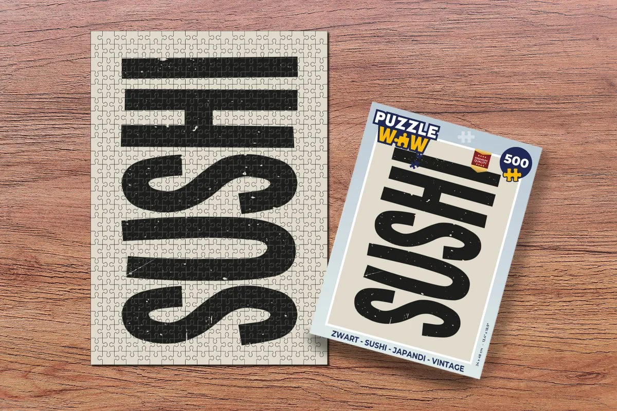 PuzzleWow Sushi Legpuzzel 500 Stuks - Zwart/Beige