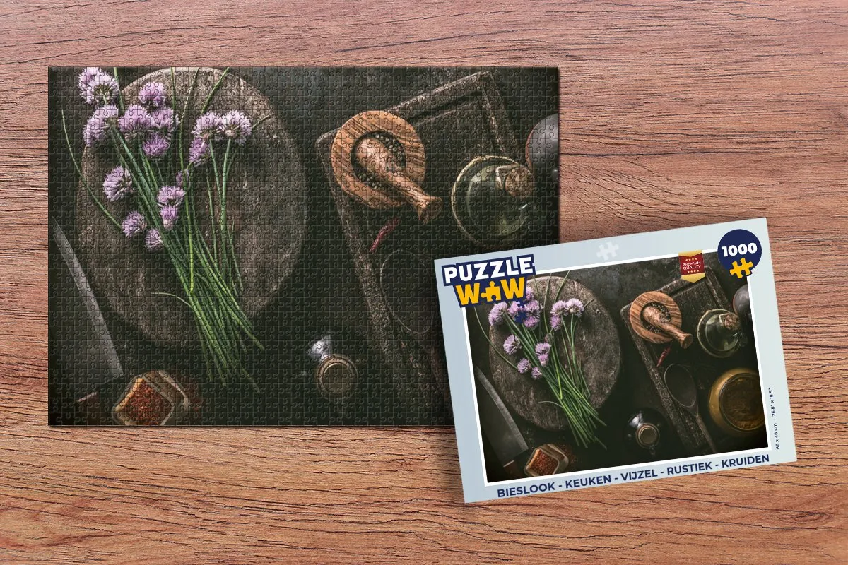 PuzzleWow Bieslook Kruiden Vijzel Legpuzzel 1000 Stuks - Multicolor