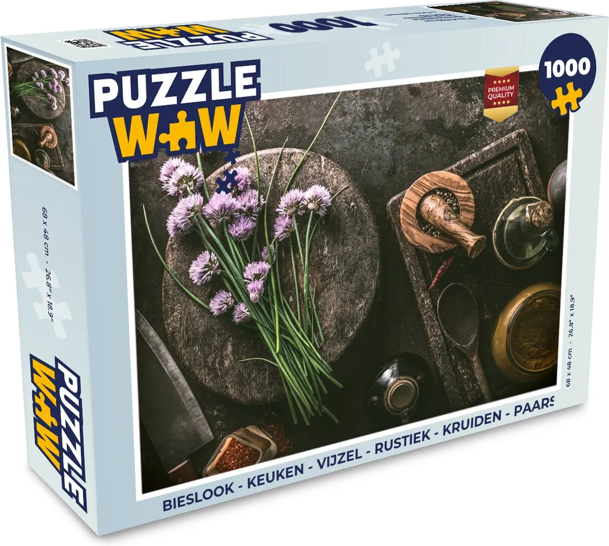 PuzzleWow Bieslook Kruiden Vijzel Legpuzzel 1000 Stuks - Multicolor