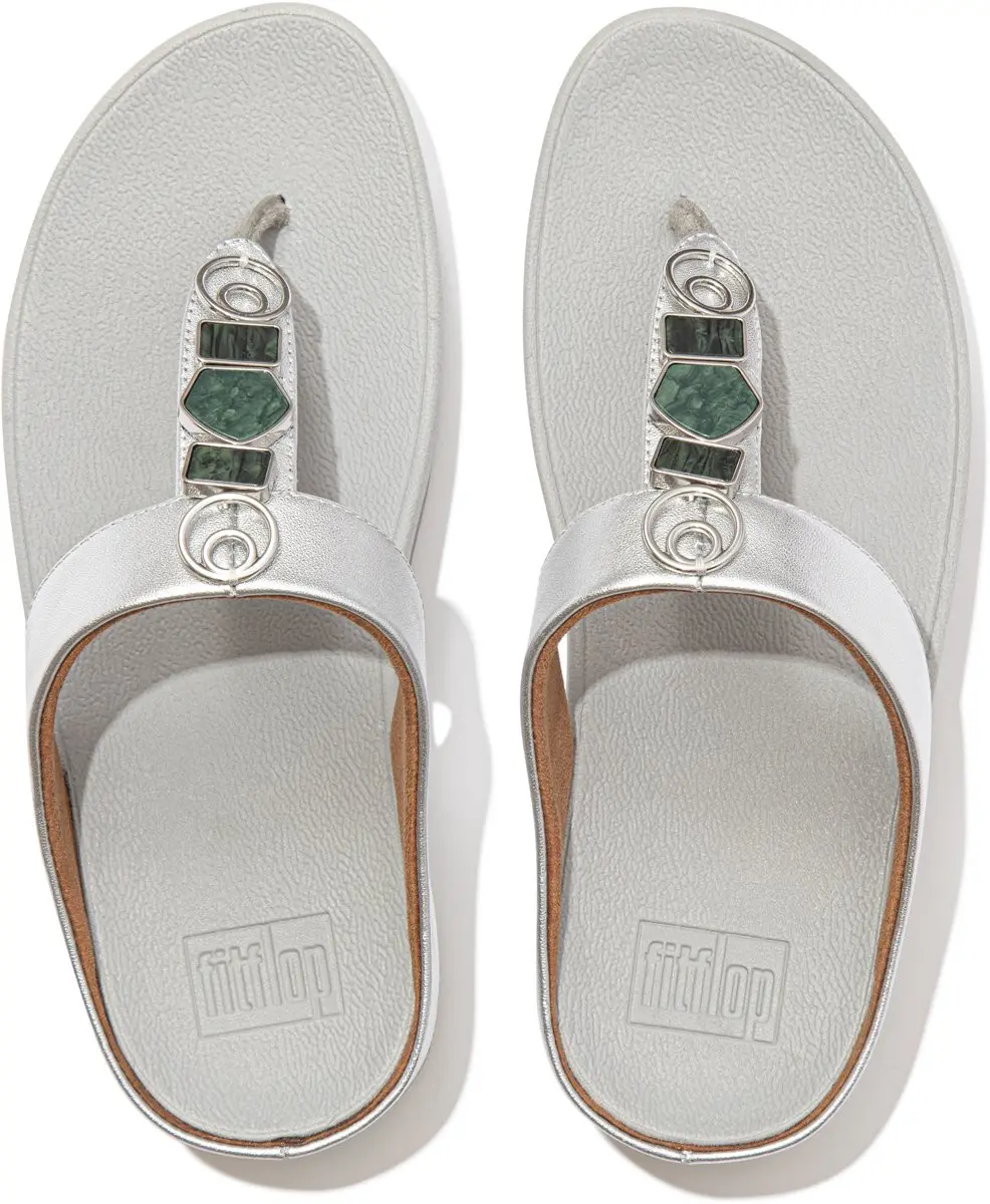 FitFlop Dames teenslippers Fino Stone en Trim Toe-Post sandalen EA1