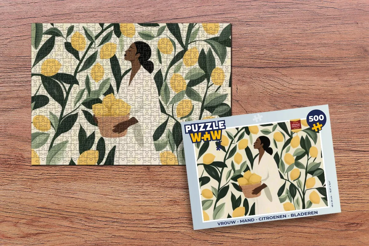 PuzzleWow Legpuzzel 500 Stuks - Vrouw Citroenen Bladeren