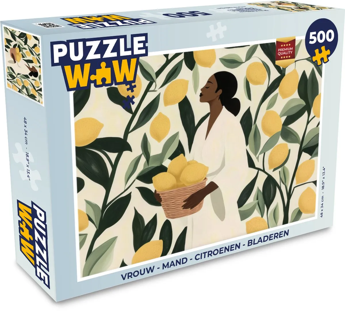 PuzzleWow Legpuzzel 500 Stuks - Vrouw Citroenen Bladeren