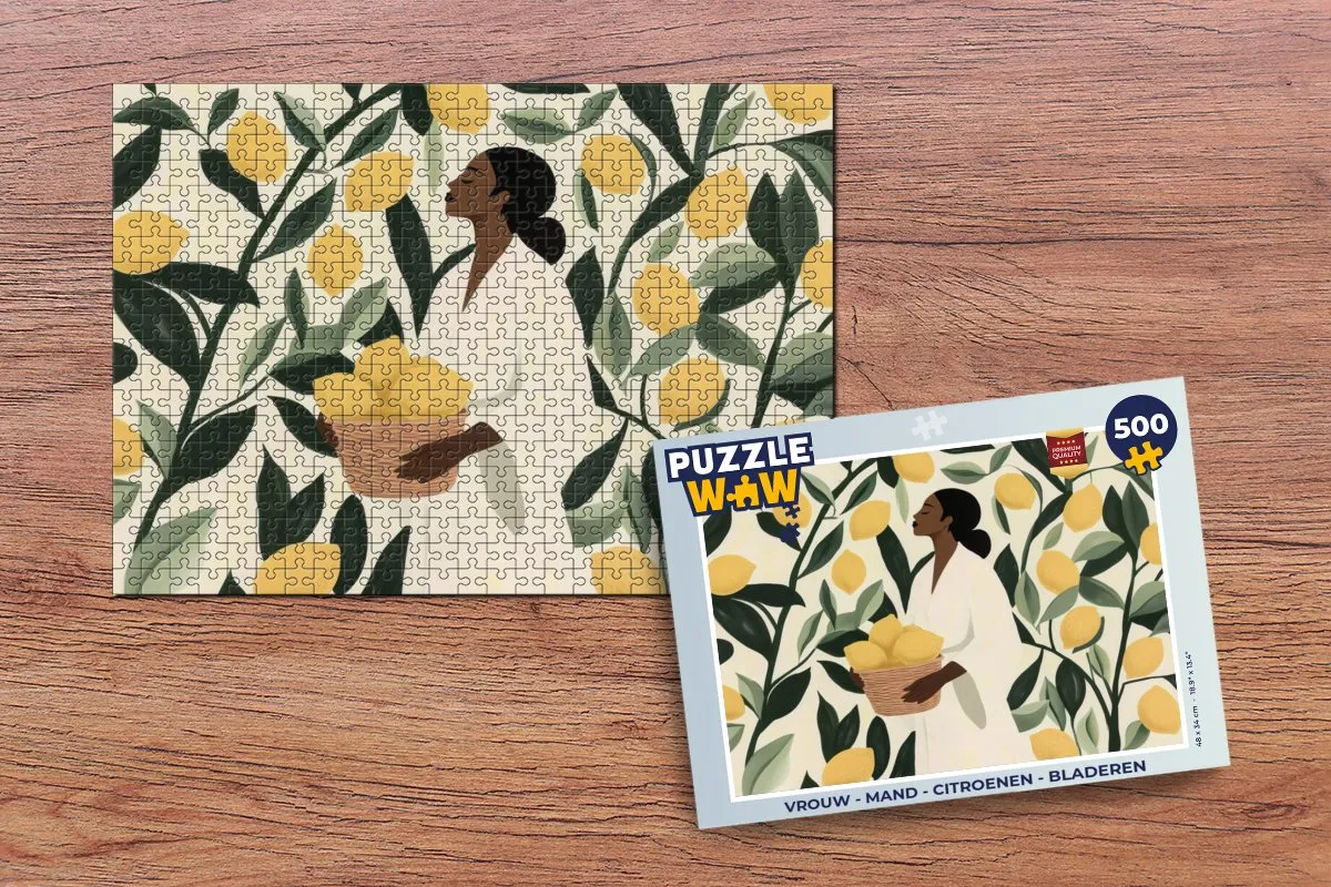 PuzzleWow Legpuzzel 500 Stuks - Vrouw Citroenen Bladeren