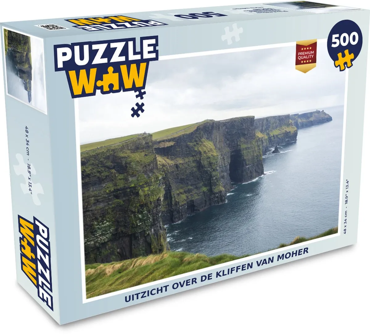 PuzzleWow Uitzicht over de kliffen van Moher Legpuzzel 500 Stuks - Multicolor