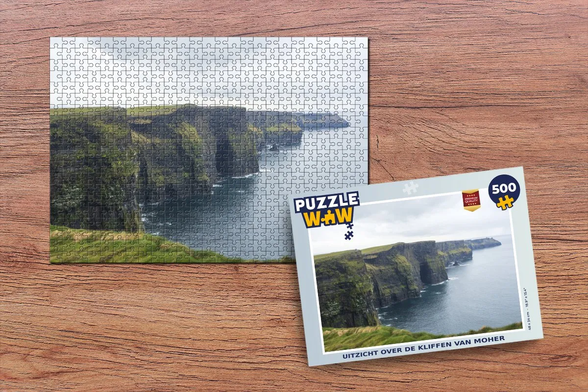 PuzzleWow Uitzicht over de kliffen van Moher Legpuzzel 500 Stuks - Multicolor