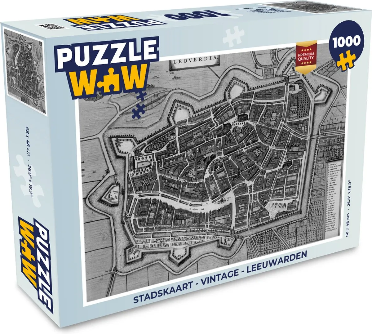 PuzzleWow Stadskaart Leeuwarden Legpuzzel 1000 Stuks