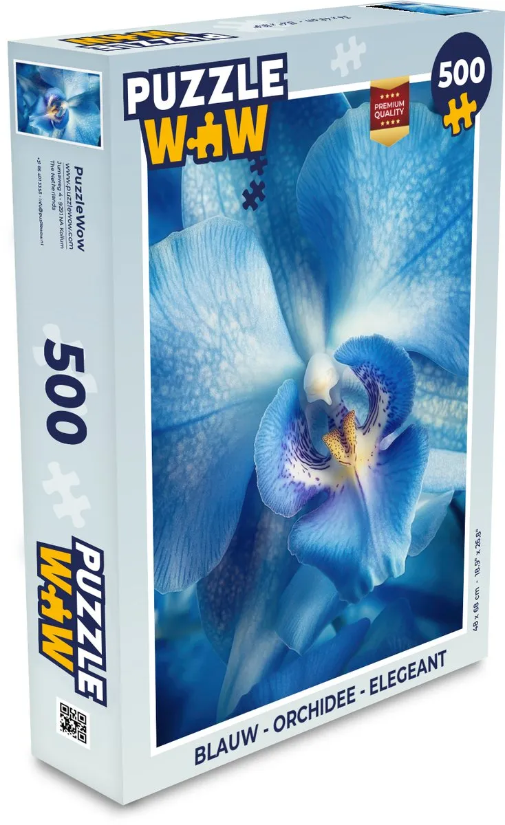 PuzzleWow Orchidee Legpuzzel 500 Stuks - Blauw
