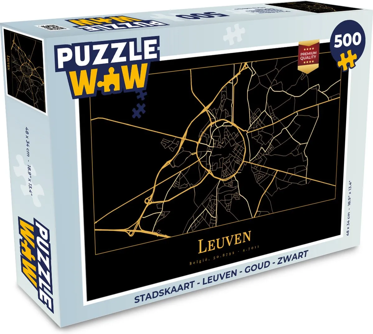 PuzzleWow Stadskaart Leuven Legpuzzel 500 Stuks