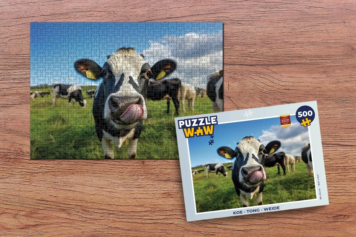 PuzzleWow Koe Tong Weide Legpuzzel 500 Stuks - 8721173244030