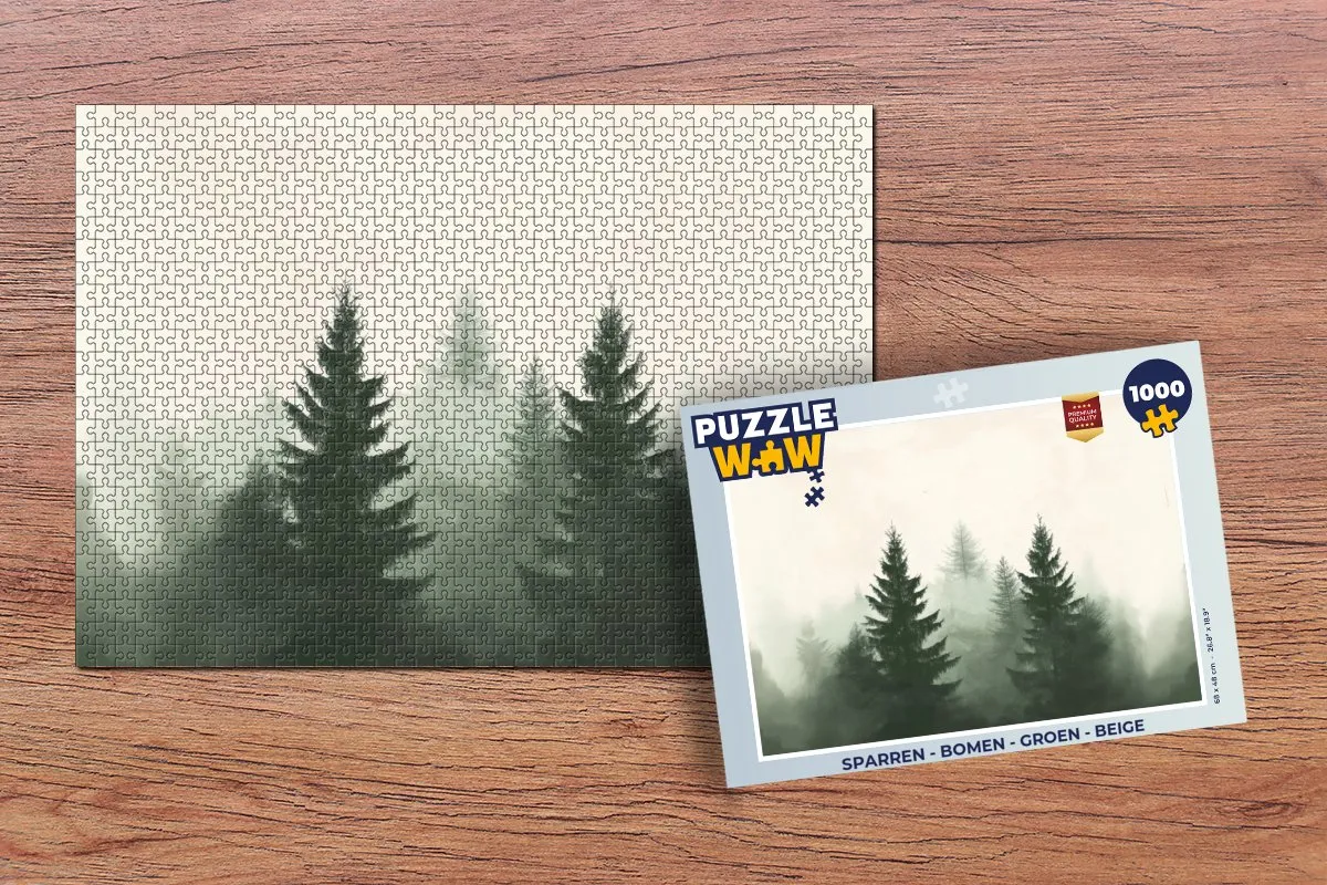 PuzzleWow Bomen Legpuzzel 1000 Stuks - Mistgroen