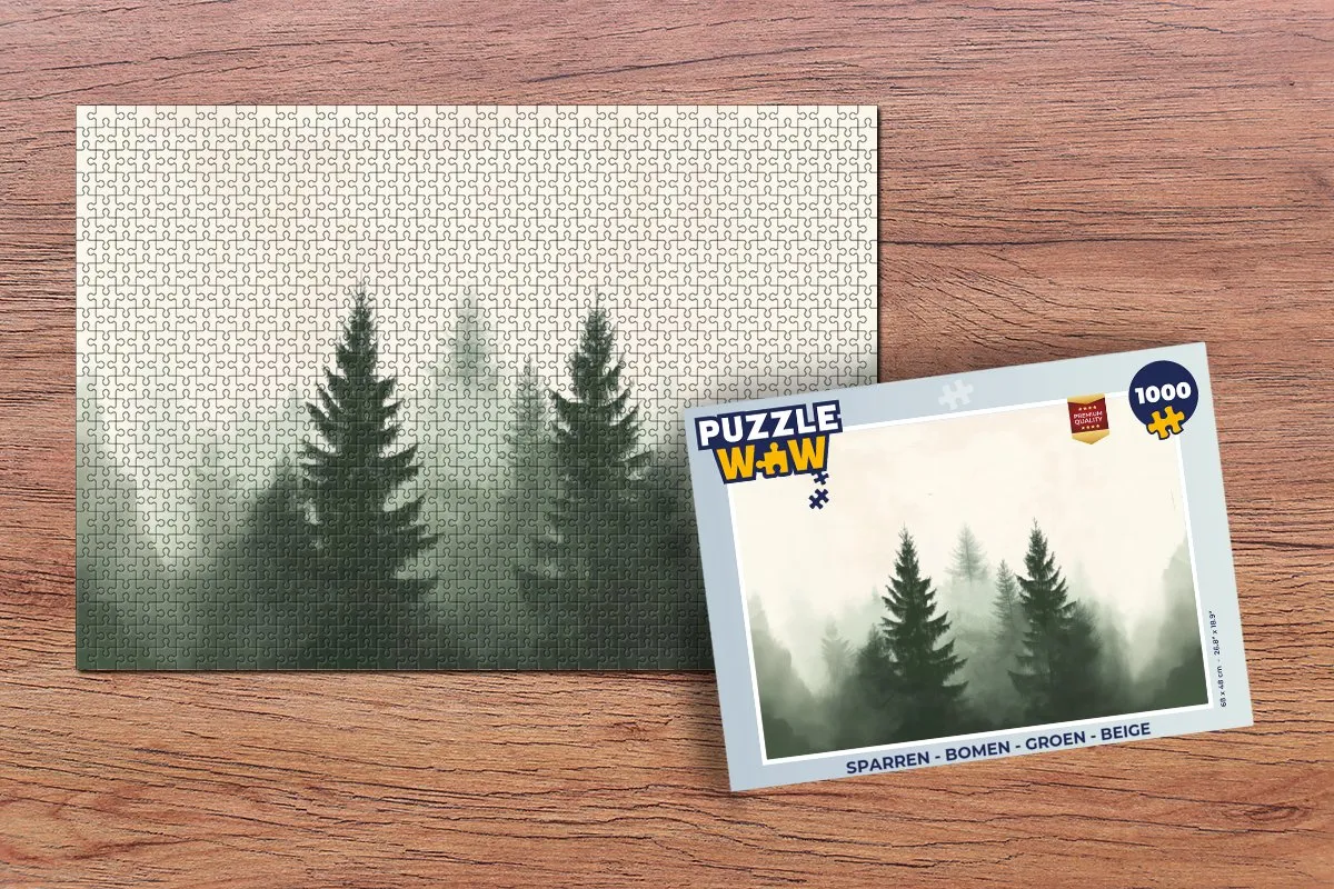 PuzzleWow Bomen Legpuzzel 1000 Stuks - Mistgroen