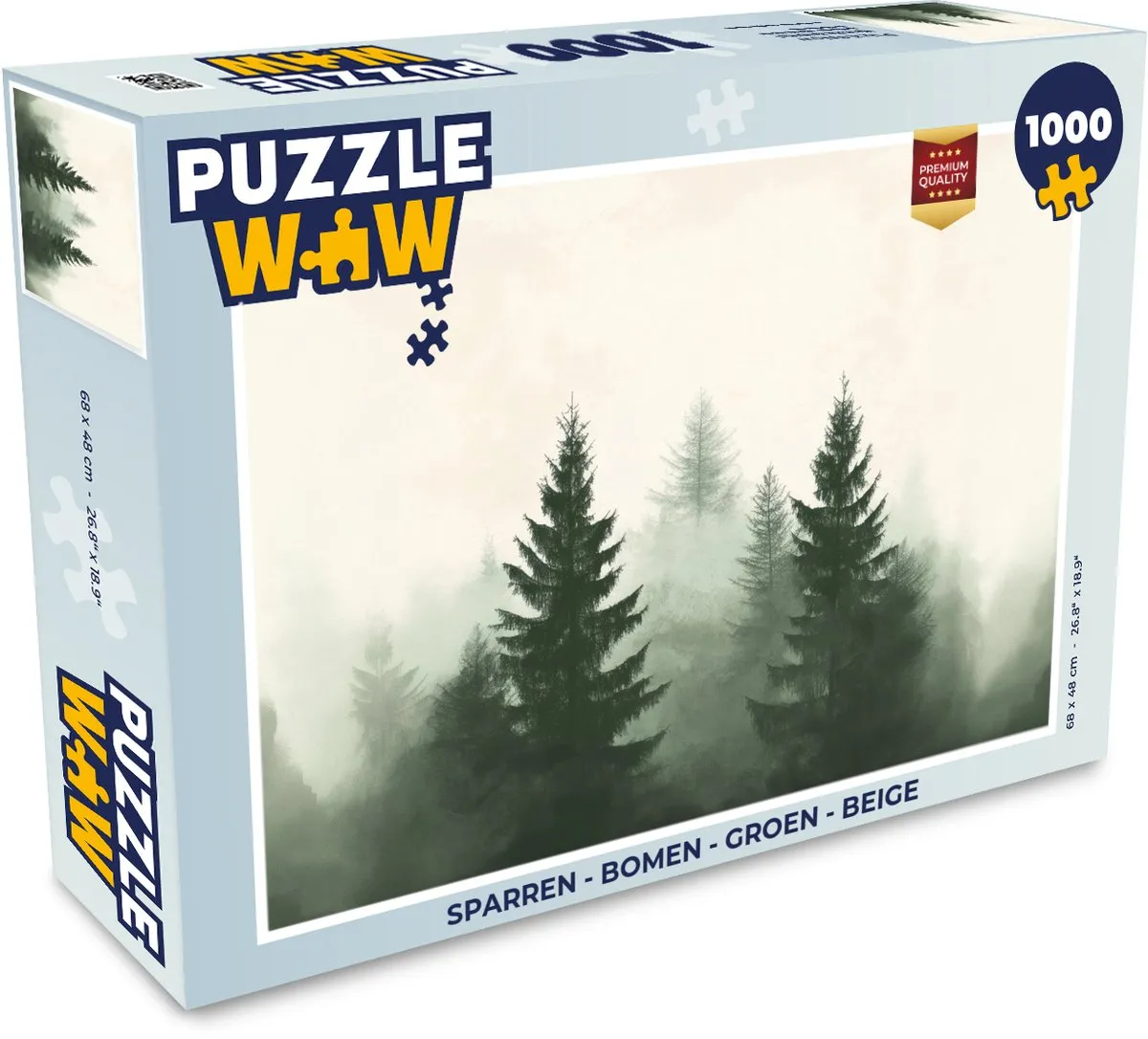 PuzzleWow Bomen Legpuzzel 1000 Stuks - Mistgroen