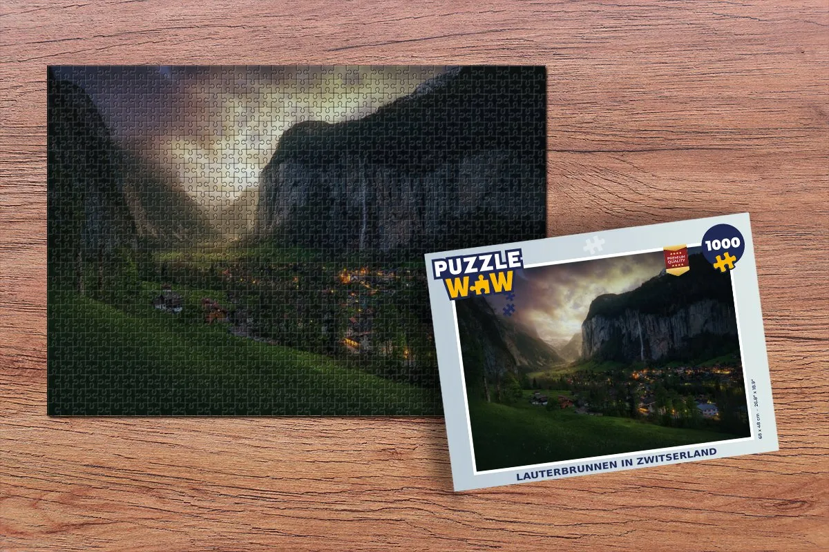 PuzzleWow Lauterbrunnen Zwitserland Legpuzzel 1000 Stuks - Multicolor