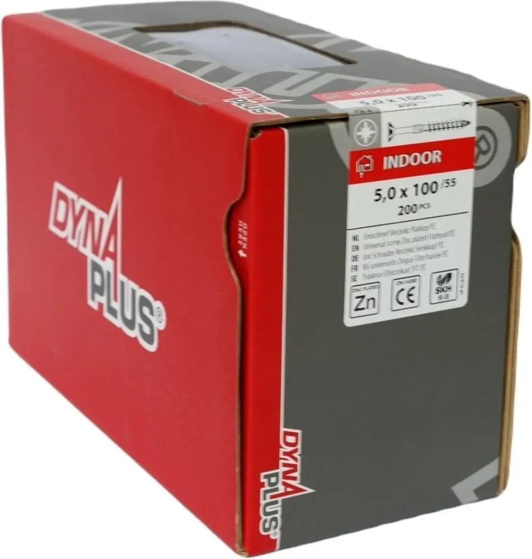 Dynaplus Unischroef POZI 100mm - 200 Stuks - Verzinkt - afbeelding 6 van 6