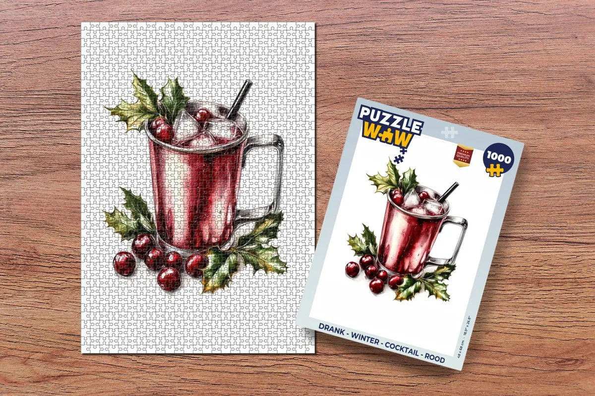 PuzzleWow Winter Cocktail Legpuzzel 1000 Stuks - Rood