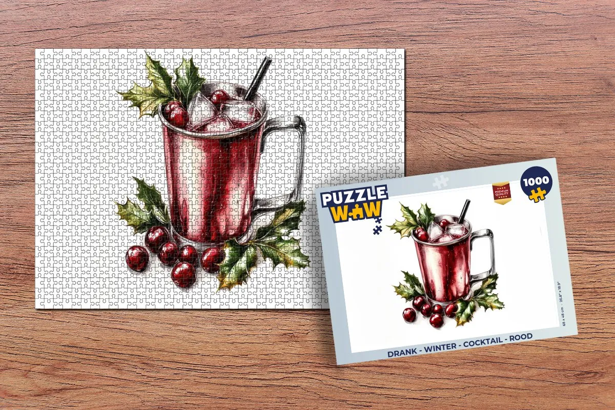 PuzzleWow Winter Cocktail Legpuzzel 1000 Stuks - Rood
