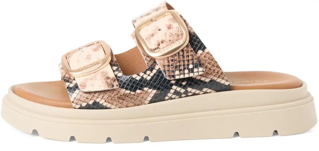 Tamaris dames leren muiltjes Beige/Snake