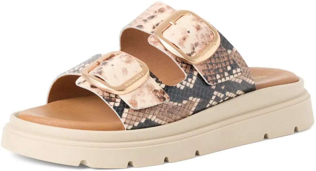 Tamaris Dames Leren Muiltjes 37 - Beige/Snake - afbeelding 5 van 6