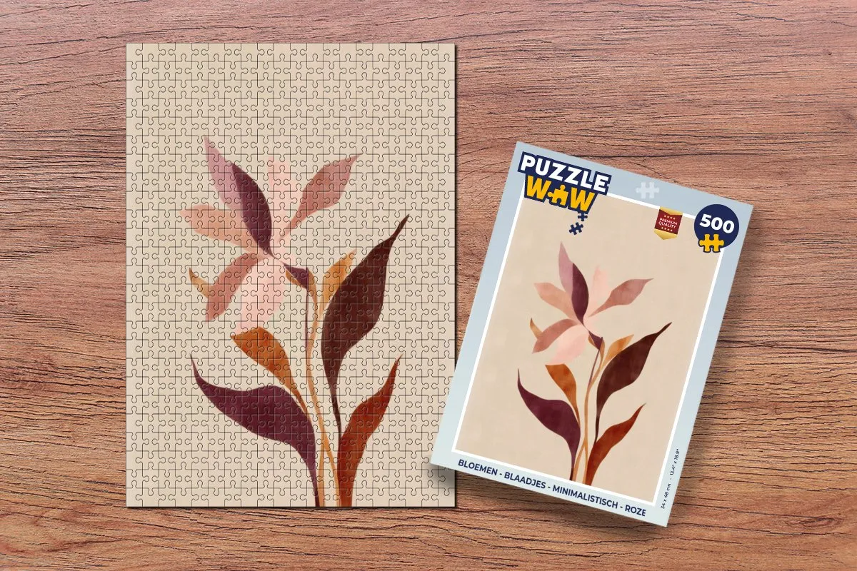 PuzzleWow Minimalistische Roze Bloemen Legpuzzel 500 Stuks