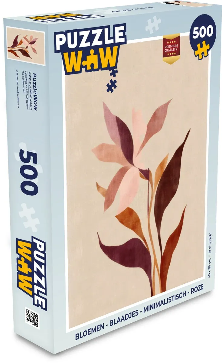 PuzzleWow Minimalistische Roze Bloemen Legpuzzel 500 Stuks