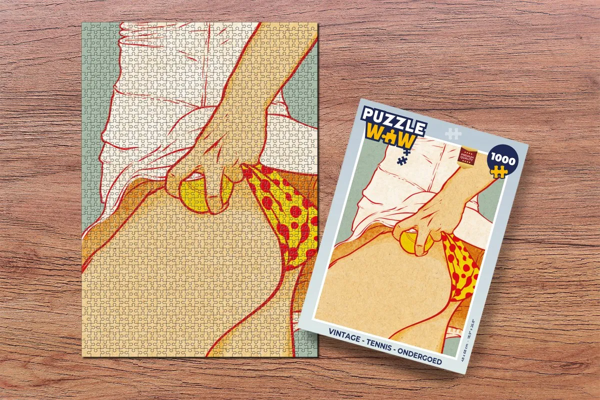 PuzzleWow Vintage Tennis Legpuzzel 1000 Stuks - Multicolor
