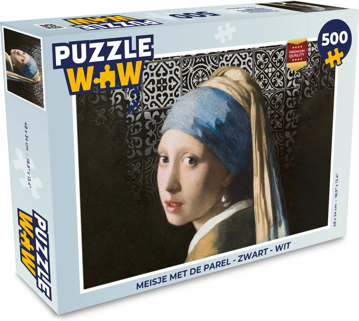 PuzzleWow Meisje met de parel Legpuzzel 500 Stuks