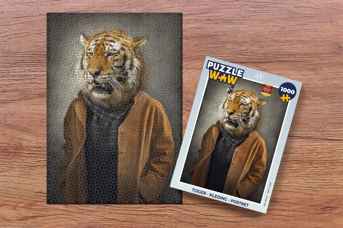 PuzzleWow Tijger Portret Legpuzzel 1000 Stuks - Multicolor