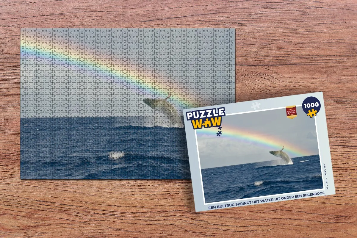 PuzzleWow Legpuzzel Een bultrug springt het water uit - 1000 Stukken - Multicolor