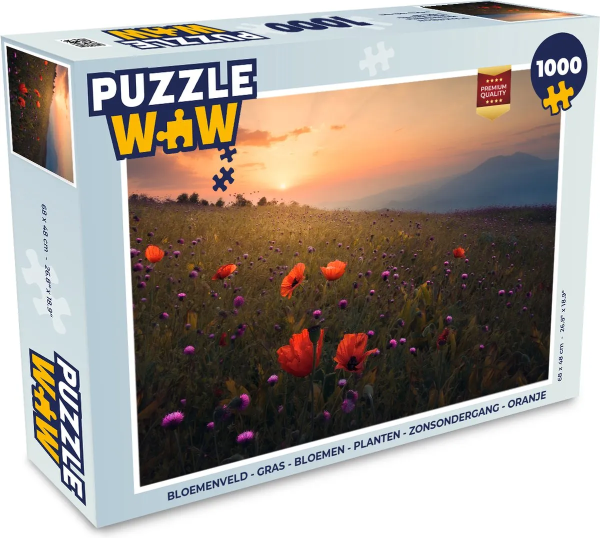 PuzzleWow Bloemenveld Legpuzzel 1000 Stuks - Multicolor