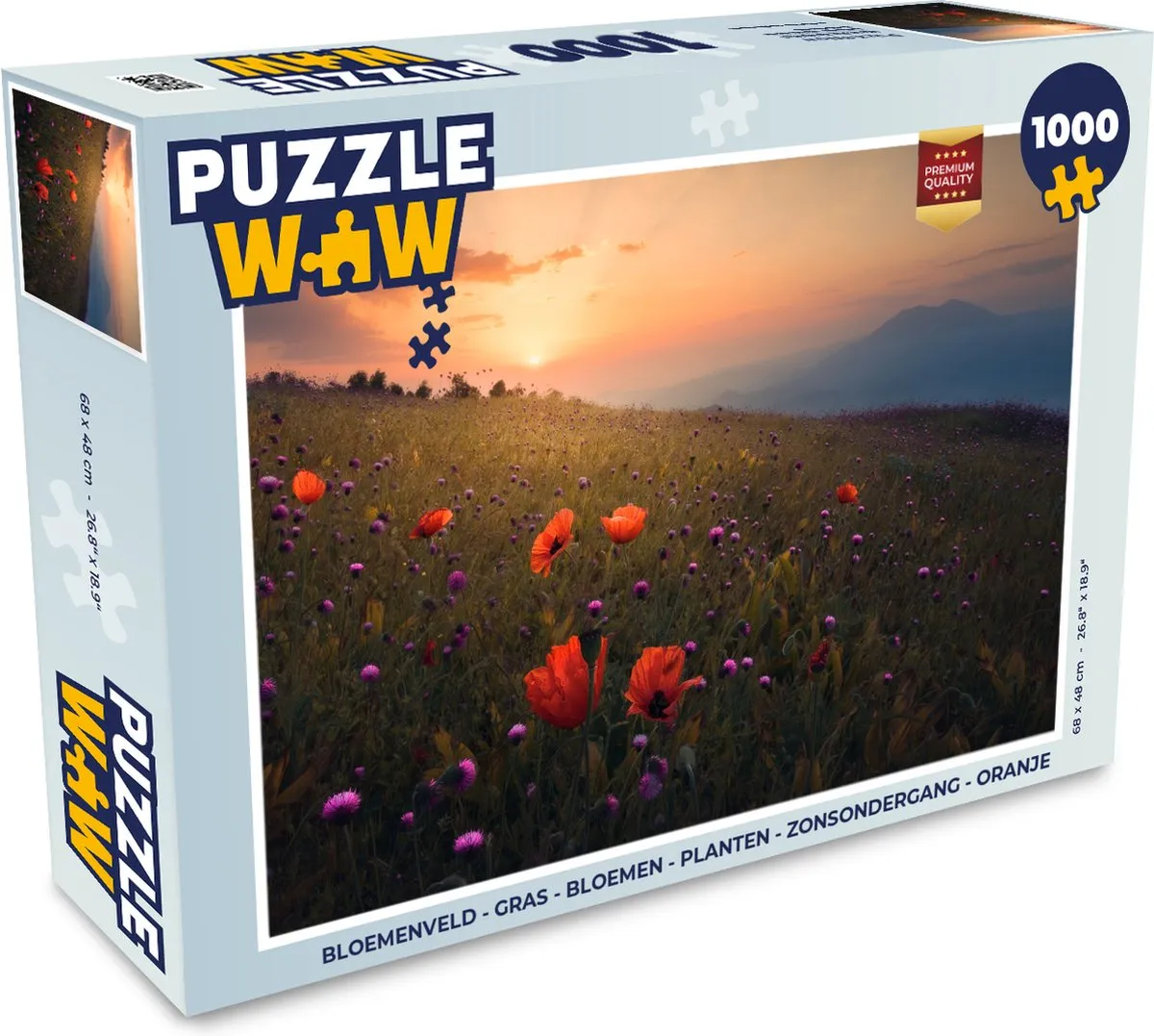 PuzzleWow Bloemenveld Legpuzzel 1000 Stuks - Multicolor