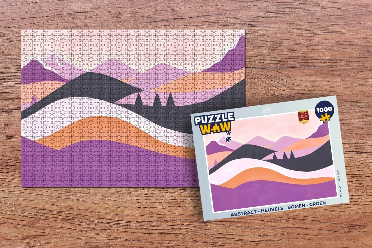PuzzleWow Abstract Puzzel 1000 Stuks - Heuvels & Bomen Groen